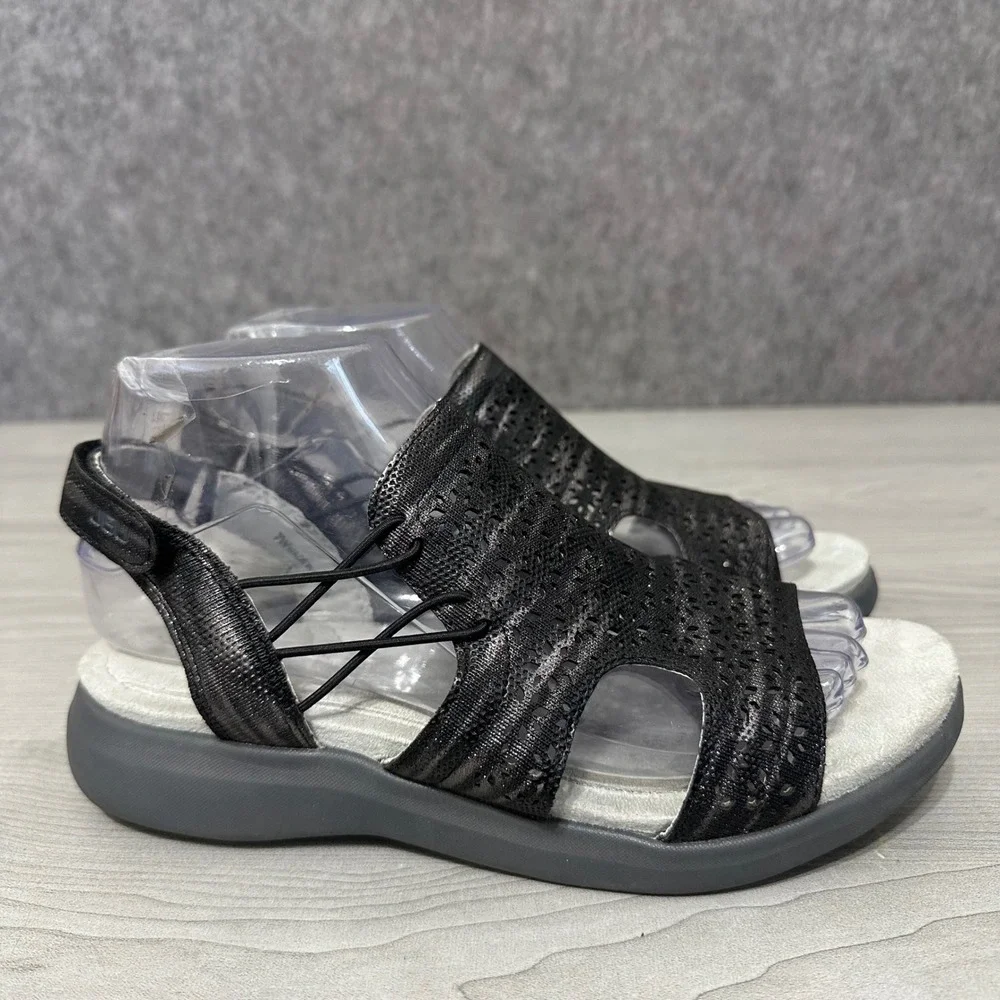 JBU Jambu Francis Sandals Womens 7‎ Gray Black Laser Cut Slingback Bungee